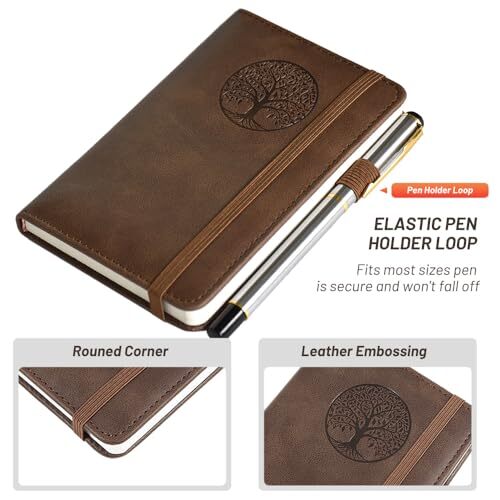 Small Pocket Notebook,Leather Journal () Mini Black