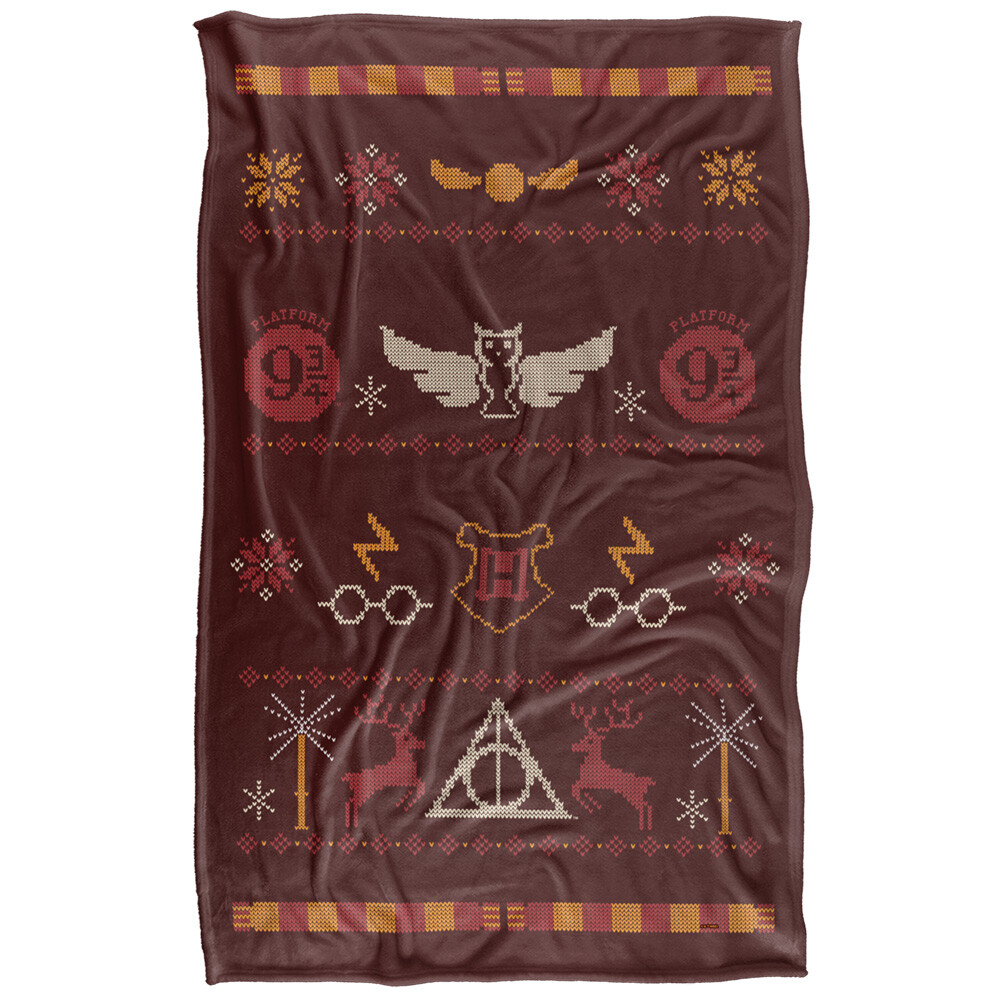 HP and The Deathly Hallows Part 2 Icon Pattern Silky Touch Blanket