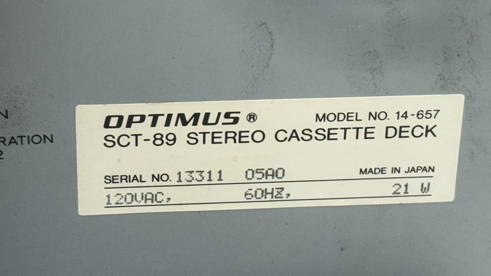 Optimus SCT-89 Dual Stereo Cassette Deck Auto Reverse Right Plays Left Doesn’t🔥