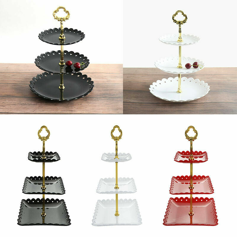 3-Tier Cupcake Stand Cake Round Serving Display Dessert Plate Rack Wedding