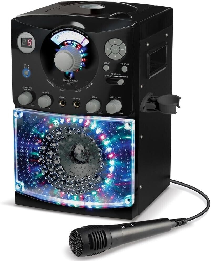 SINGING MACHINE SML385 KARAOKE SYSTEM W/ LED DISCO LIGHTS *DISTRESSED PKG