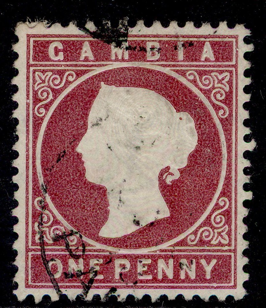 GAMBIA QV SG12B, 1d maroon, FINE USED.