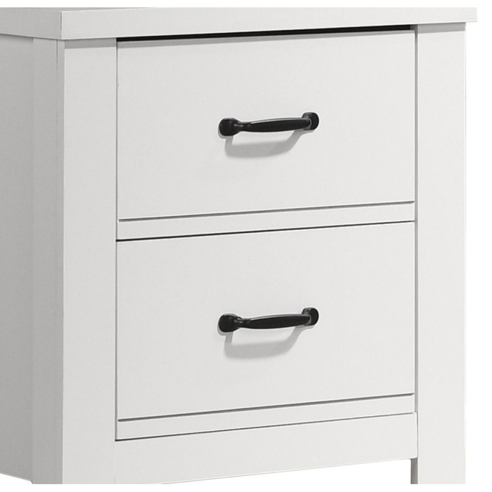 21.5"W White 2 Drawer Nightstand Bedside Table Engineered Wood
