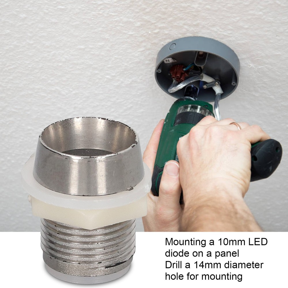 50 Set LED Holder Chrome Plated For Panel Mount Light Diode 10mm Popular