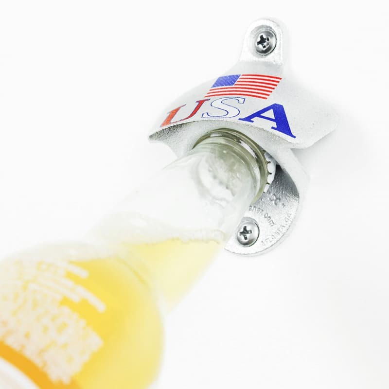 Wall Mounted Bottle Openers with Optional Cap Catcher: Theme USA