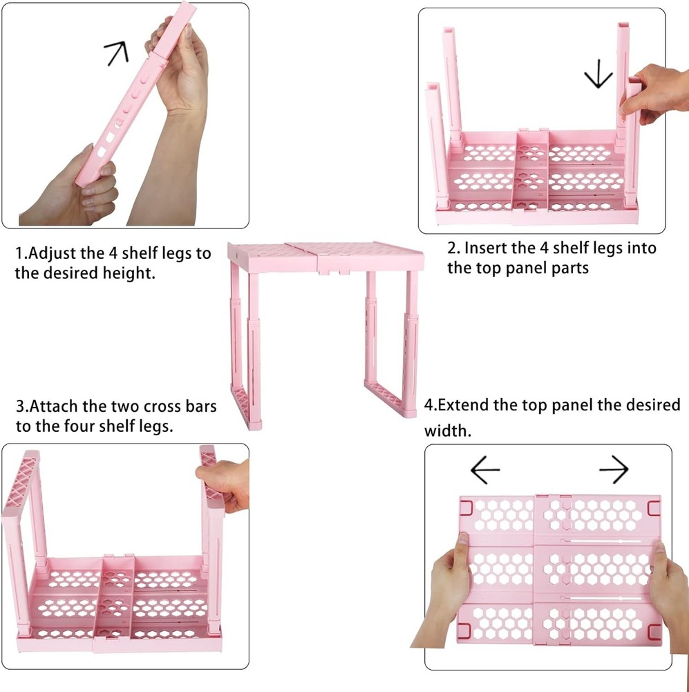 Adjustable Locker Shelf Pink Height and Width Adjustable Locker Organizer Shelf