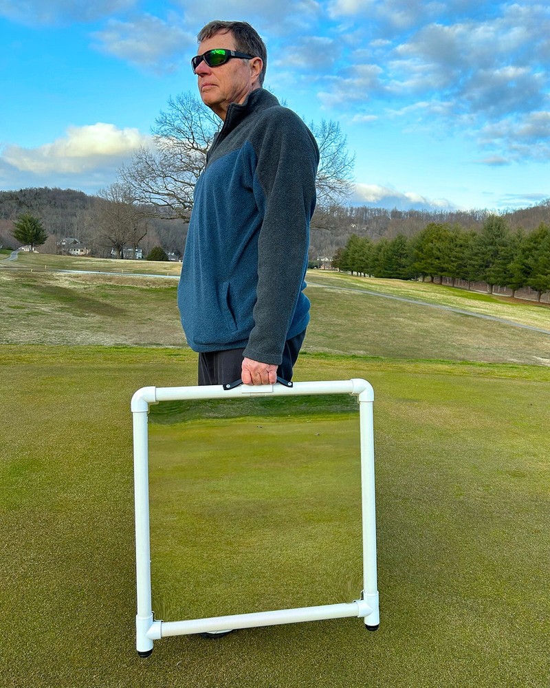 Golf Swing Aid 2'x2' Mirror Easy Transport--Writeable surface