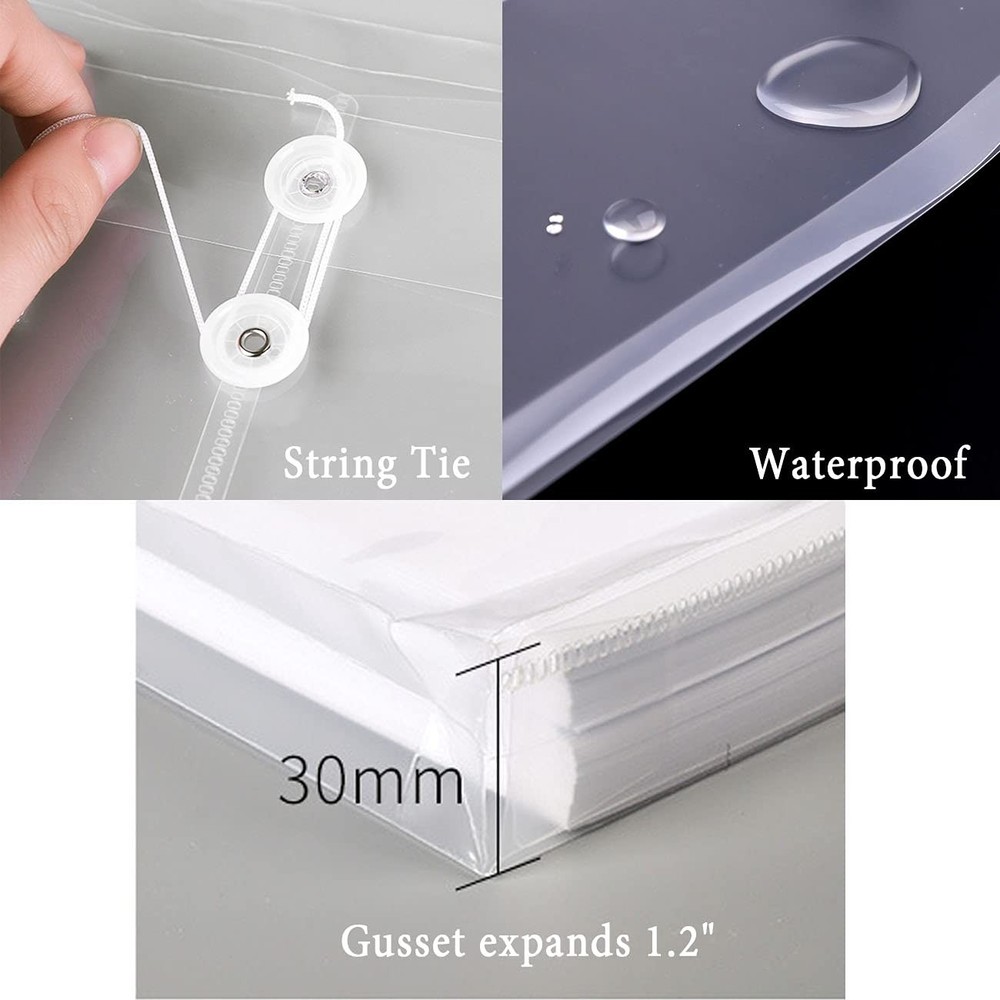 Letter Size Clear Poly Envelopes with String Closure 10 Pack, Plastic Envelop...