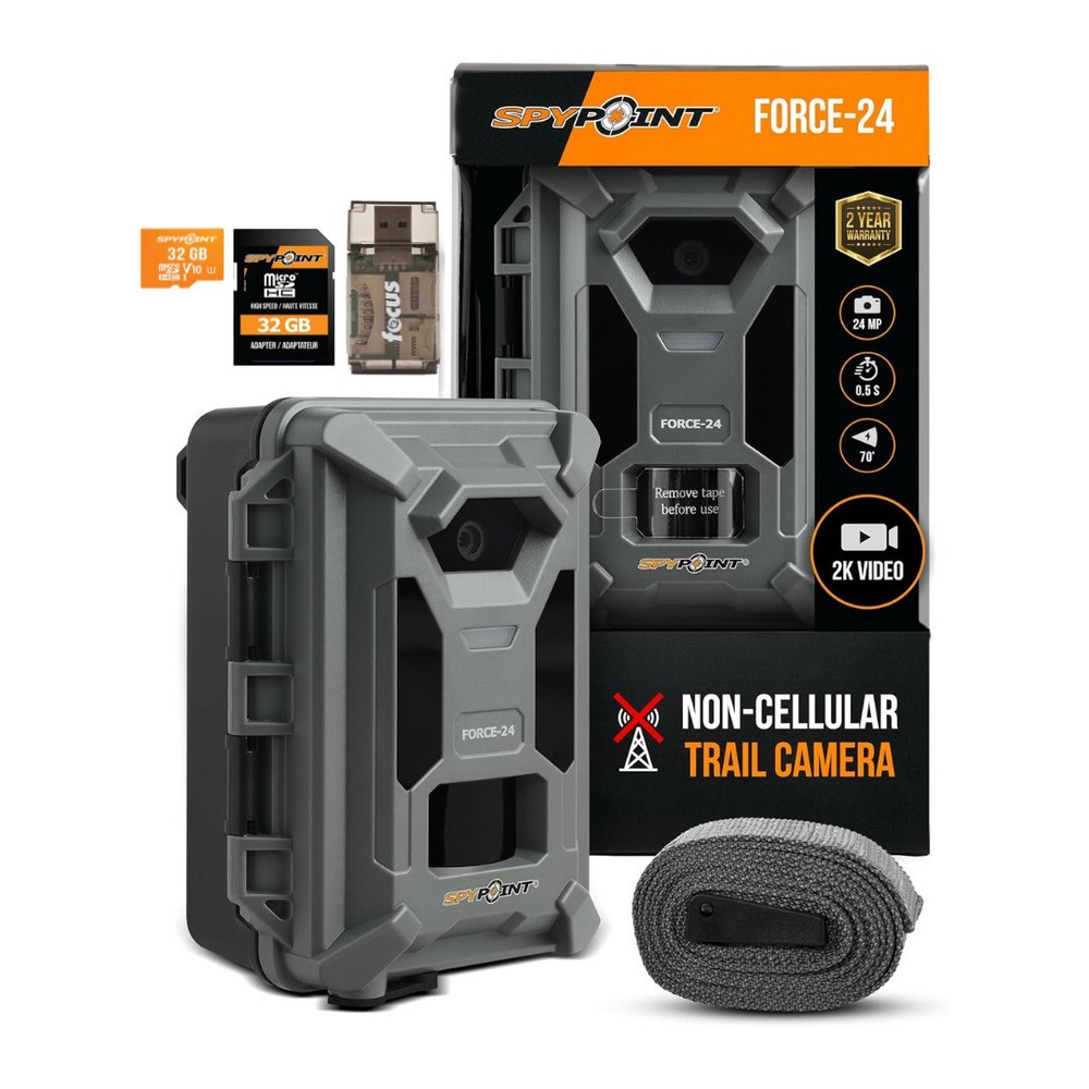 Spypoint Force-24MP Non-Cellular Trail Camera 2k Video Bundle Accessories