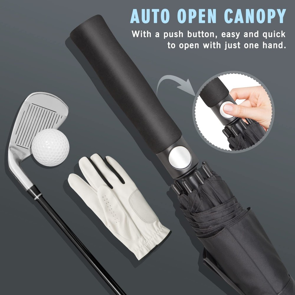 Large Windproof Golf Umbrella Automatic Open Double Canopy
