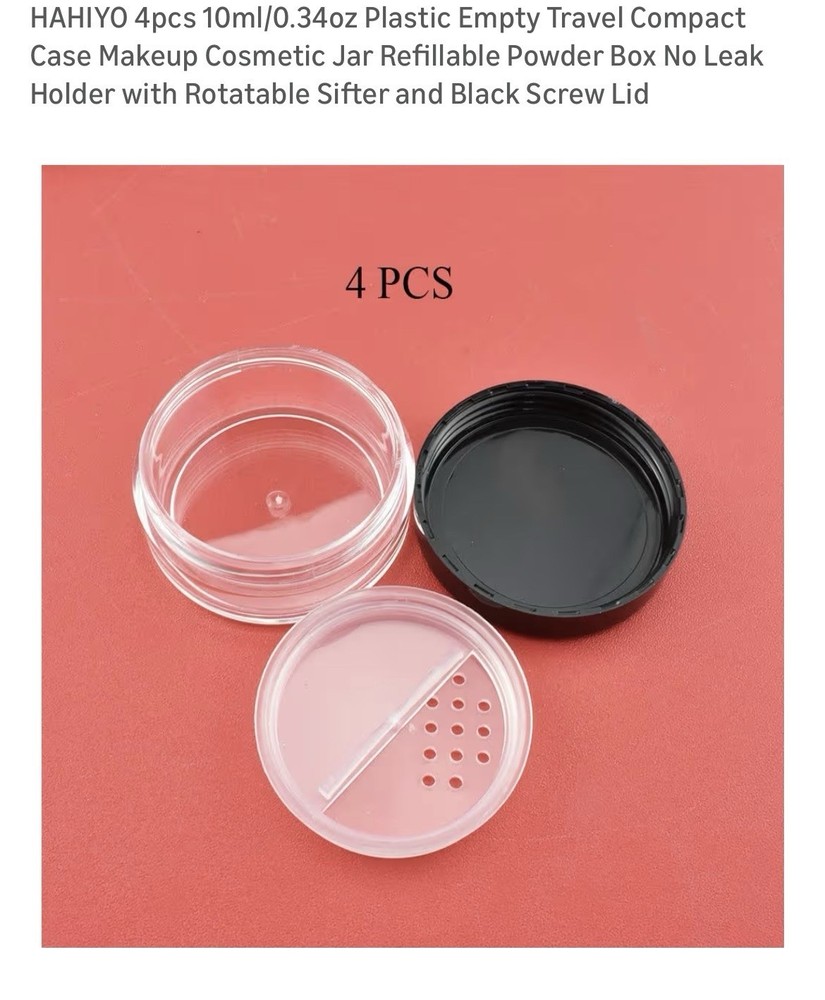 4 Piece Plastic Powder Containers 10ml