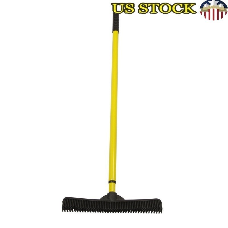 Pet Hair Remover Broom Rubber Squeegee Telescoping Handle Carpet Rake Tool New