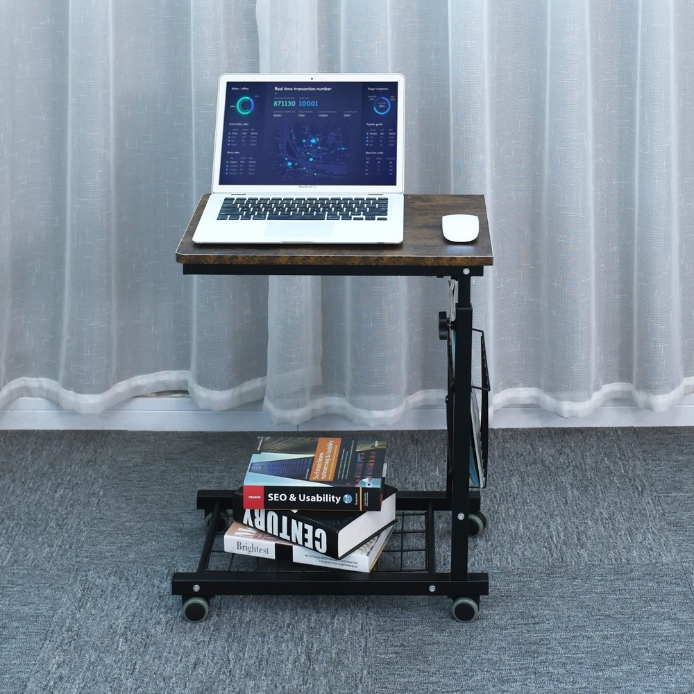AIZ Overbed Table, Height Adjustable Sofa Side Table Slide Under The Sofa Tab...