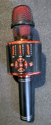 Hand Held Karaoke Microphone Red/ Black Tested- Works!