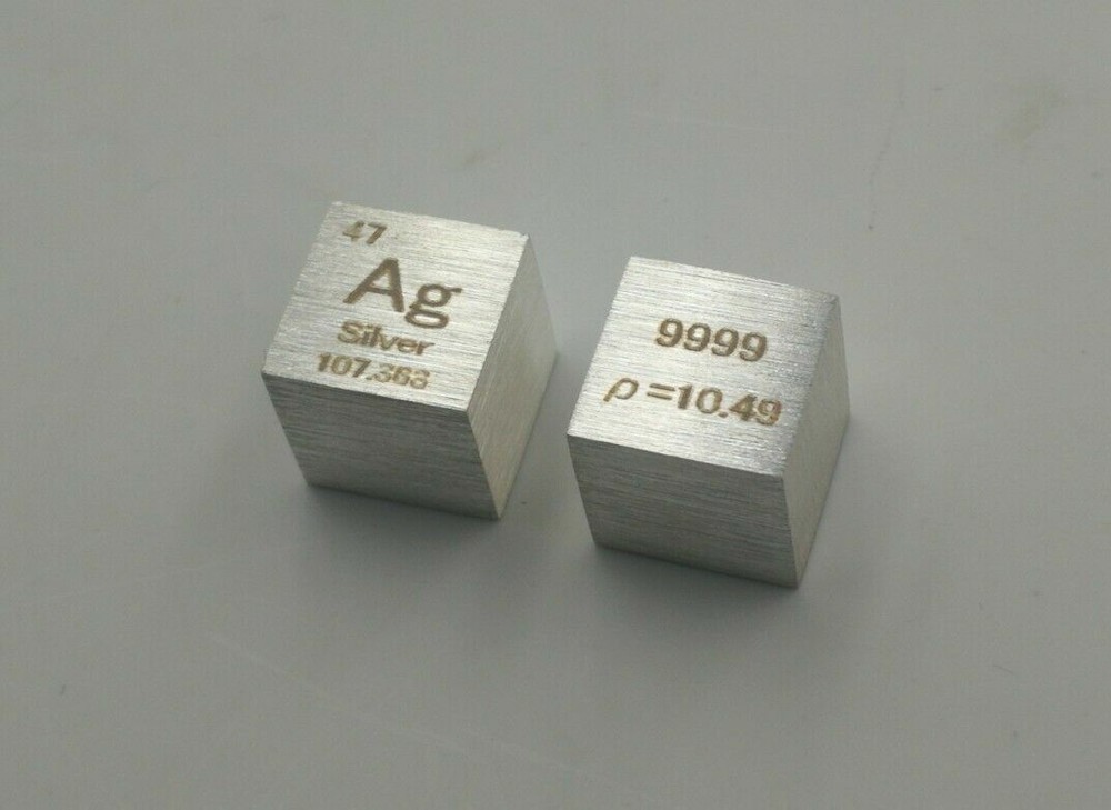 10mm Metal silver Cube 99.99% Pure Ag Density Cube Specimen Element Collection