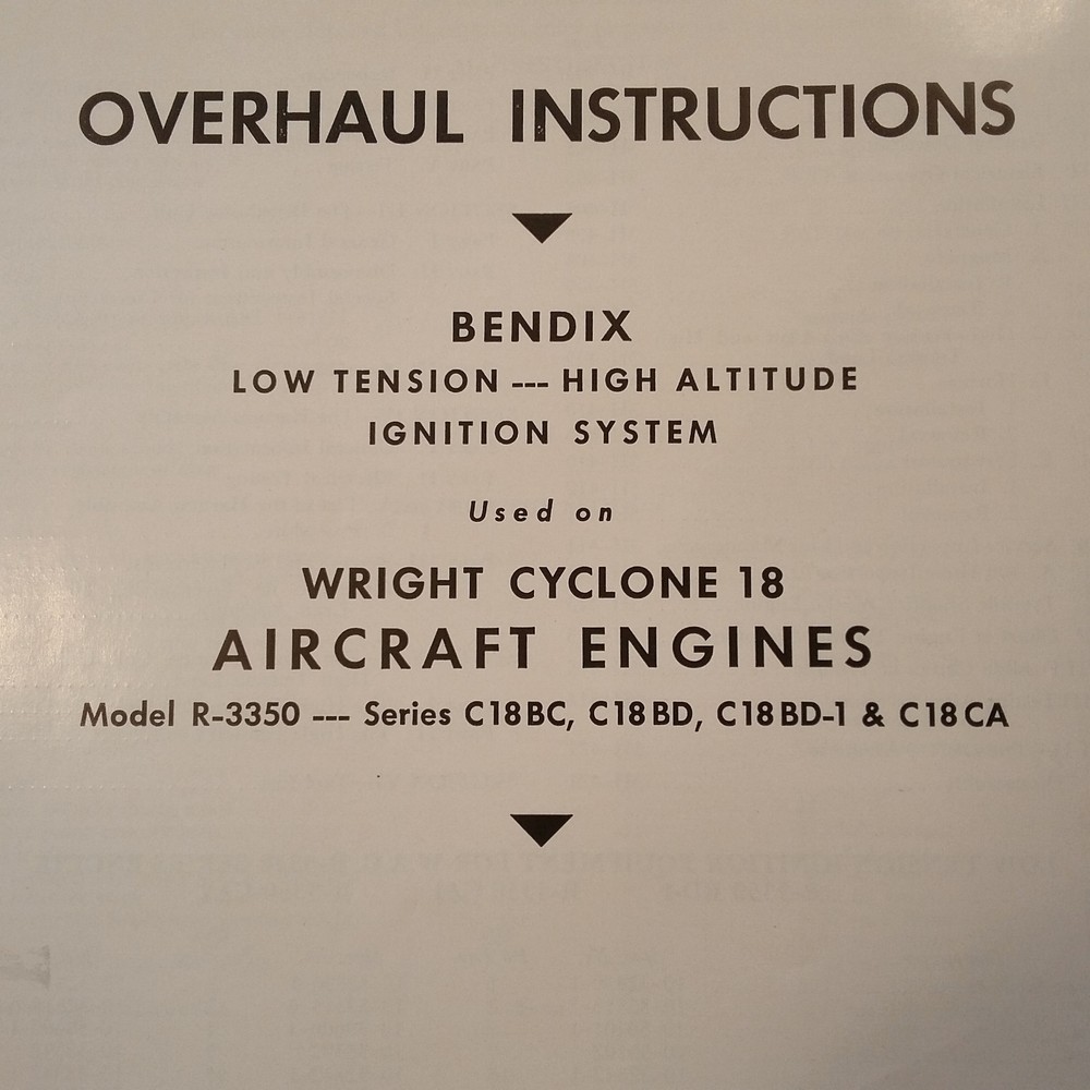 Bendix Scintilla Low Tension Ignition on Wright Cyclone 18 R-3350 Ohc Manual