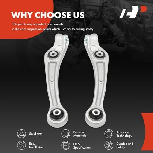 2 x Front Forward Lower Control Arm, with Bushing, Compatible with Audi A4,