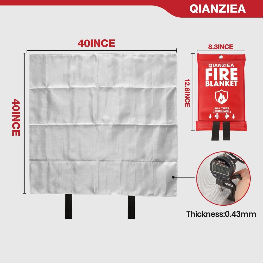 Fire Blanket,2 Pack,40"x40" Fire Blankets Emergency for Home and Kitchen