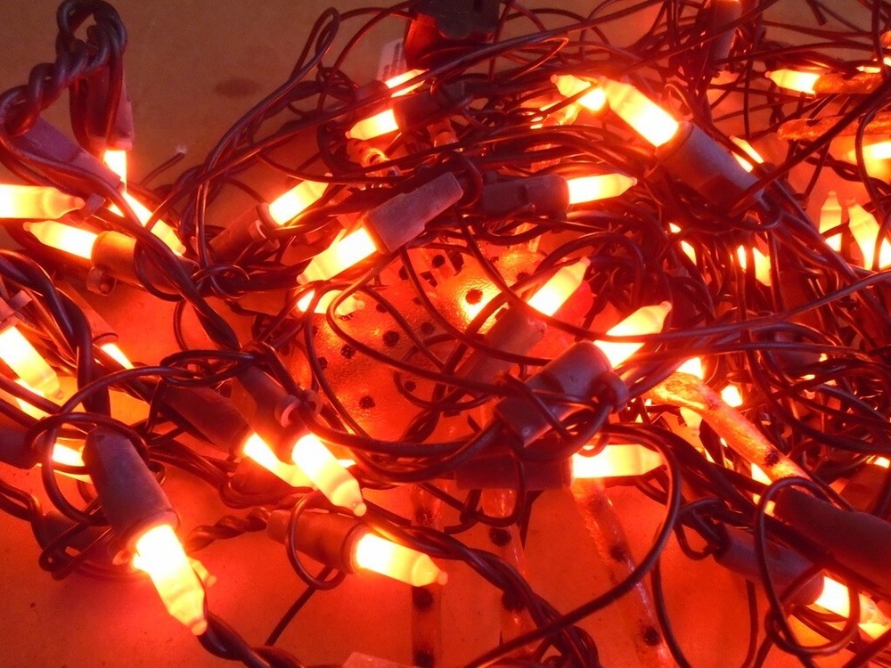 Halloween Orange Spider Web Light Set 4ft. Black Wire