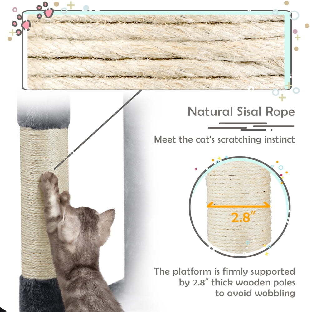 Multilevel Cat Tree Basket Condo Scratching Posts, Dark Gray