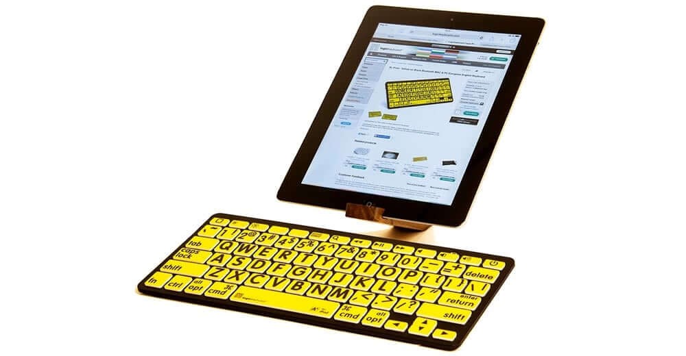 Large Print - Black on Yellow Mini Bluetooth Keyboard - Mac