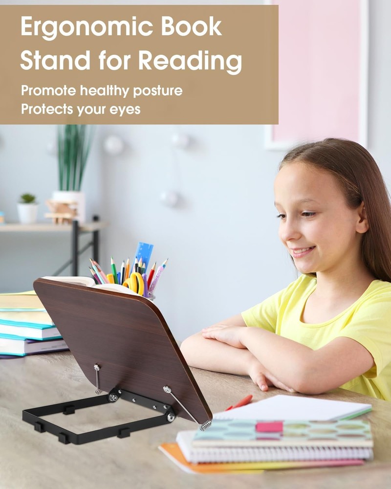 Desk Book Stand, Reading Rest Holder, Angle Adjustable for Textbooks, Documen...