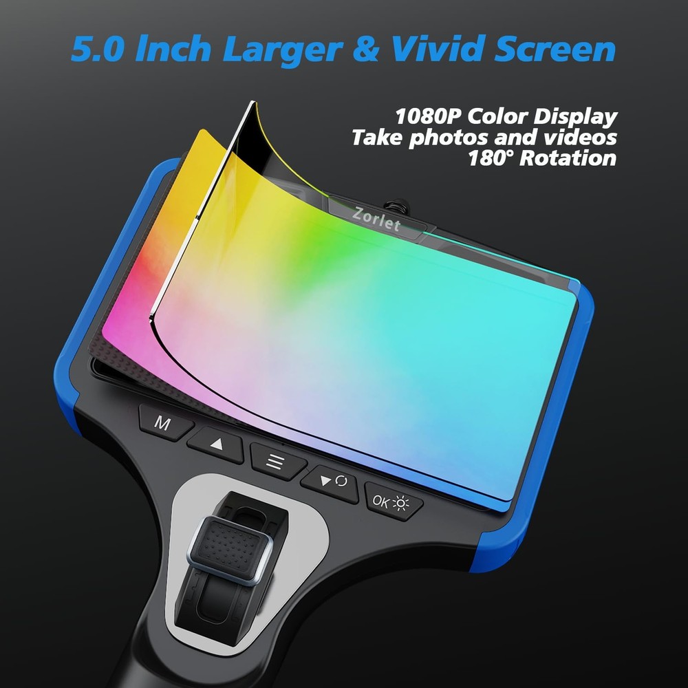 Two-Way Articulating Borescope Camera with Light, Industrial Endoscope Inspec...