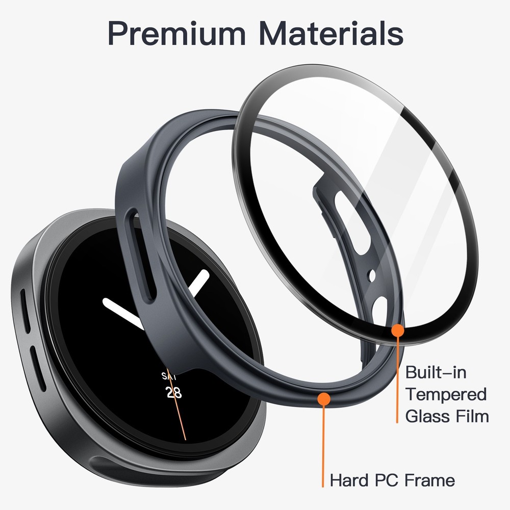 JETech Case with Screen Protector for Samsung Galaxy Watch 8 40mm, 2 Pack
