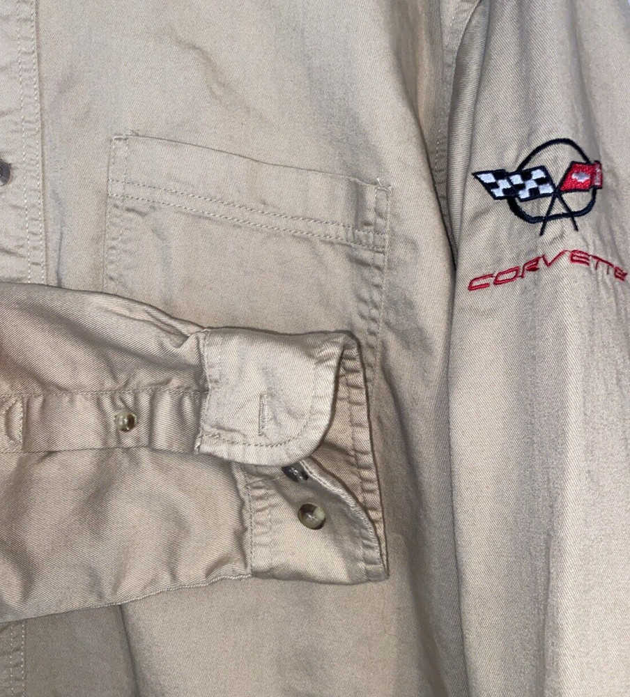 VTG Corvette C5 Shirt Button Down Embroidered Graphics Double Sided Mens LARGE