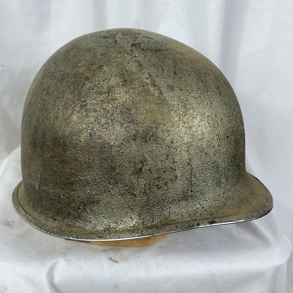 Original WWII Fixed Bale M-1 Helmet Painted Army Engineers Firefighting Platoon