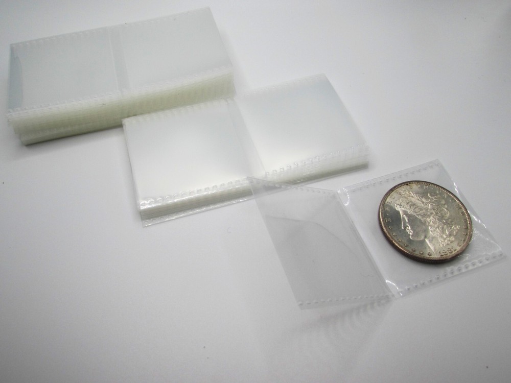 100 2" Polypropylene Coin Flips+paper inserts - 2x2 plastic PVC-free holders