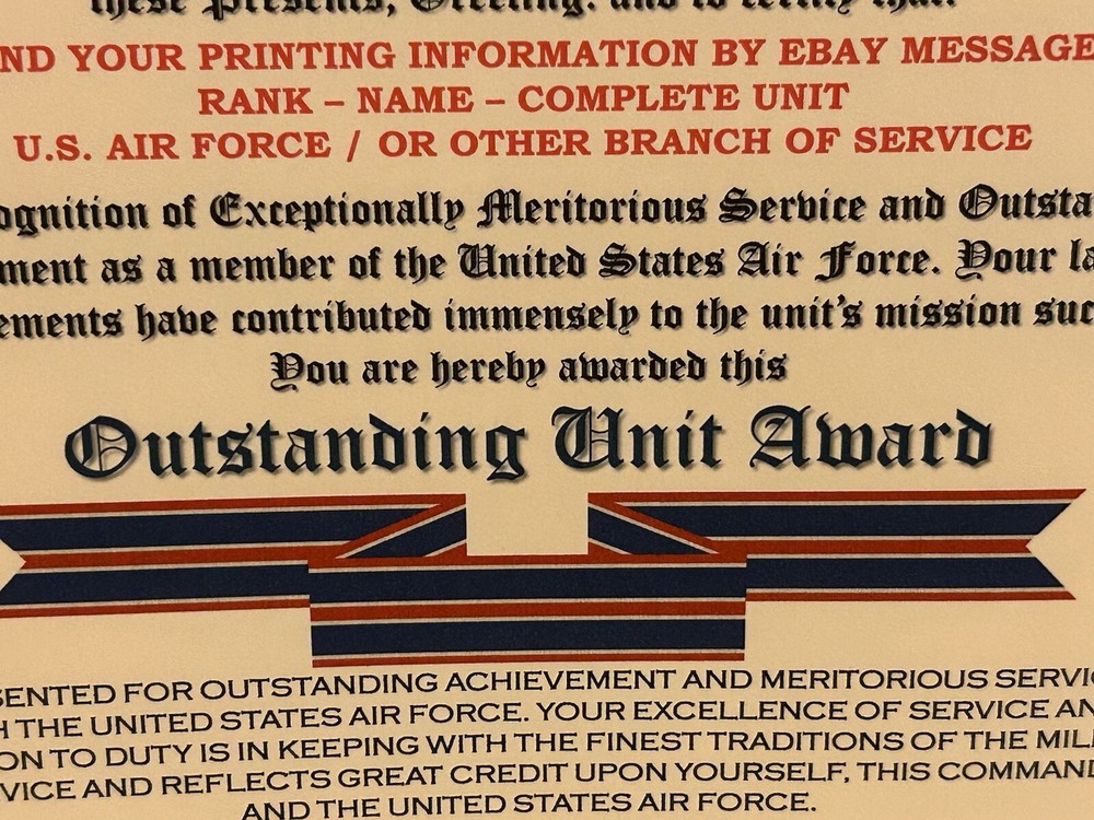 U.S. AIR FORCE / TWENTY-FOURTH AIR FORCE - OUTSTANDING UNIT AWARD CERTIFICATE