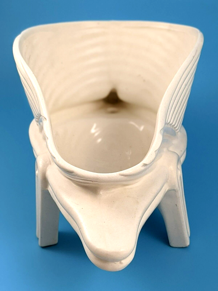 Vintage Lefton Ceramic Bisque Wheelbarrow Planter Japan
