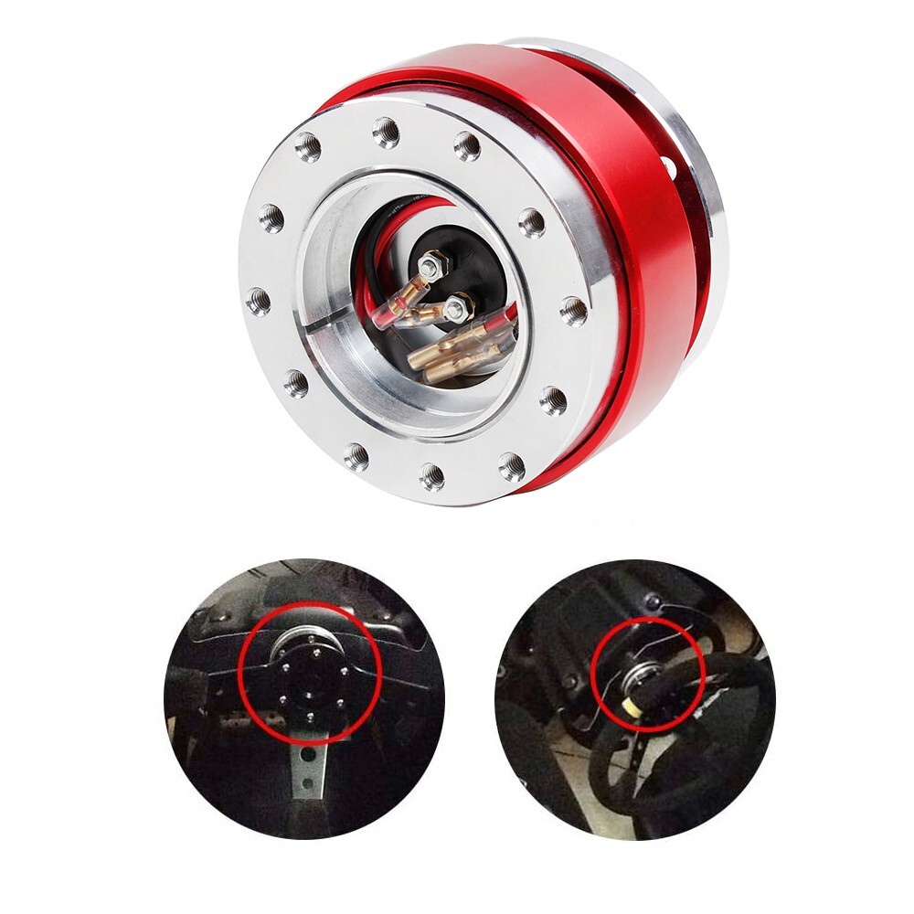 14" Universal Deep Dish Suede Racing Steering Wheel & Ball Quick Release Adapter