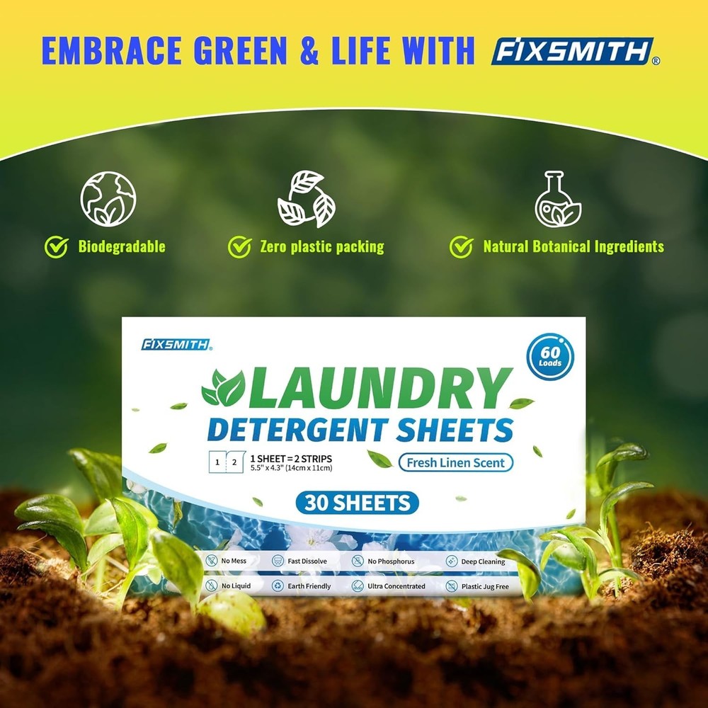 Ultra-Concentrated Laundry Sheets - 30 Pack, Liquidless & Plastic-Free