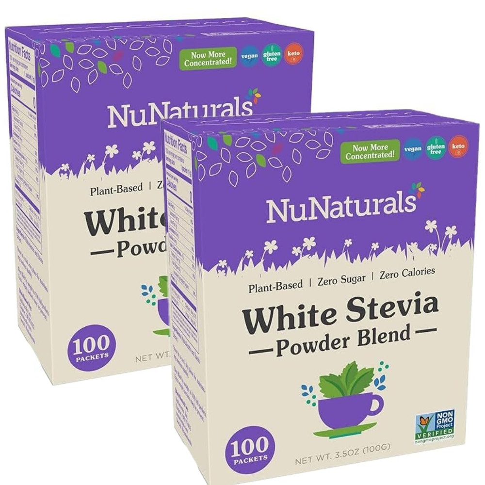 White Stevia Powder Packets, Single-Serve, Zero Calorie Sugar Substitute, 100 Co