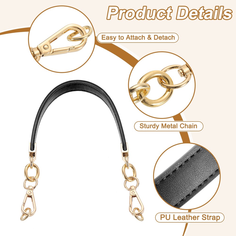 40cm/15.75" PU Leather Purse Replacement Handle Strap for Handbag Black