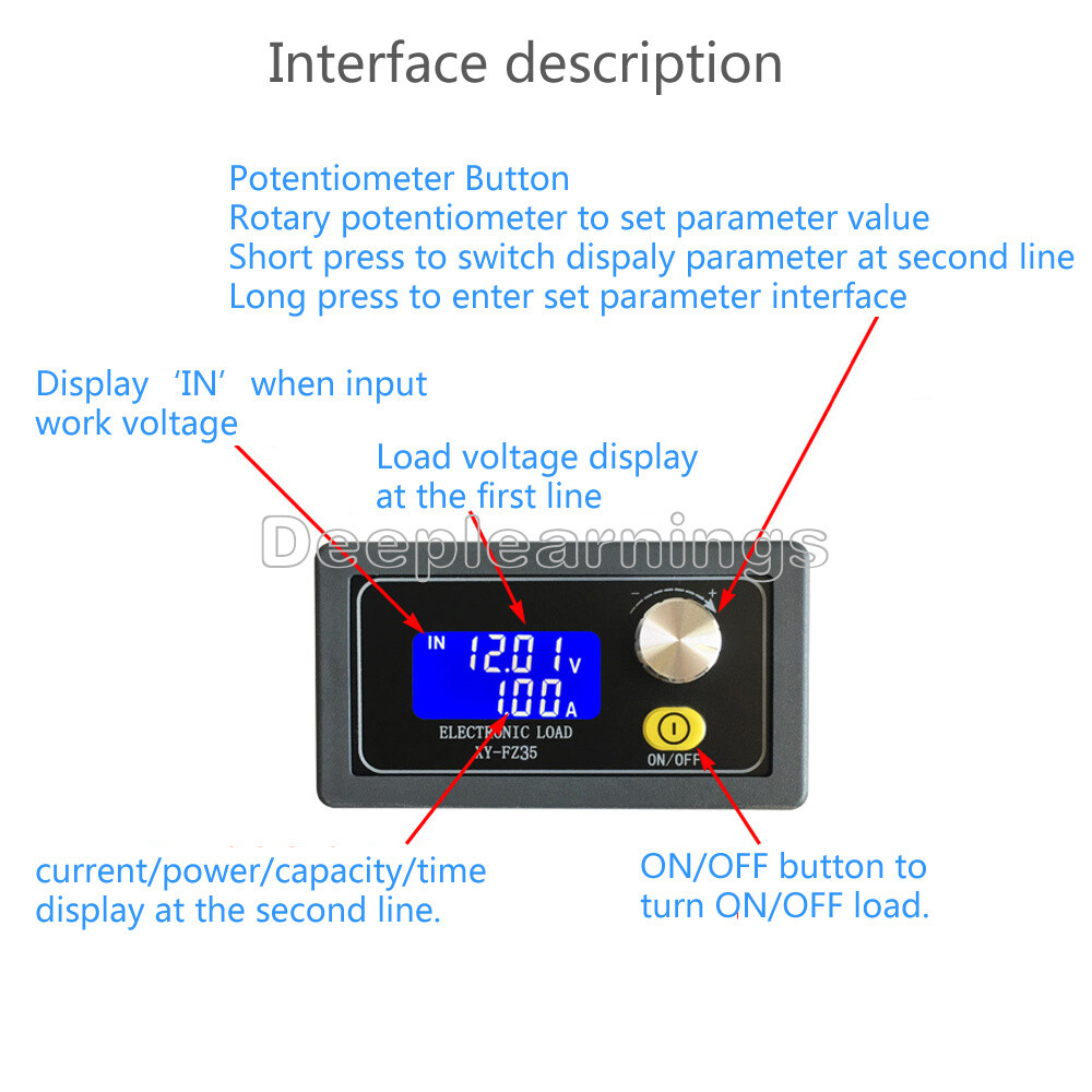 Electronic Load Constant Current Module 5A 35W Battery Discharge Capacity Tester