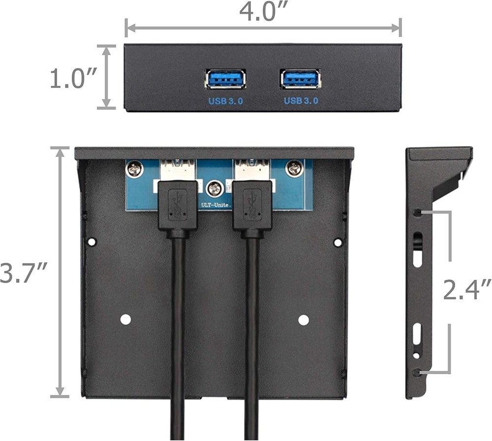 2 Ports USB 3.0 Front Panel Floppy Disk Bay 20 Pin Hub Bracket