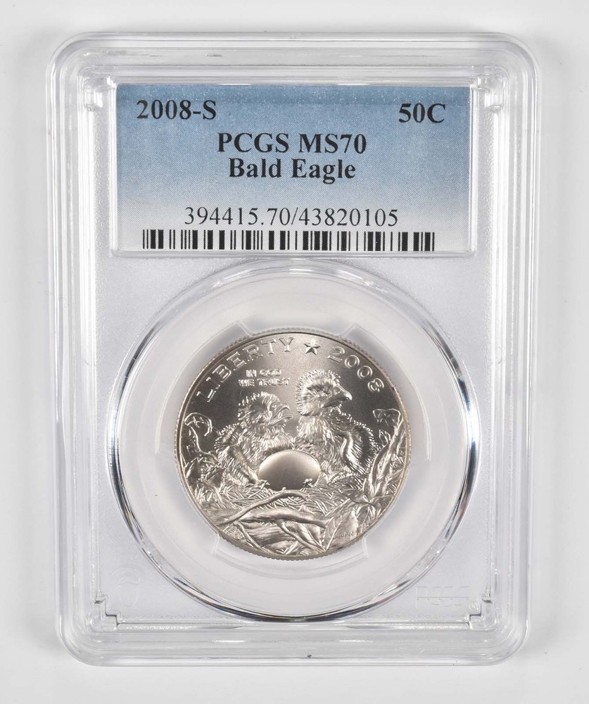 2008-S MS70 Bald Eagle Commemorative Half Dollar PCGS Blue Label