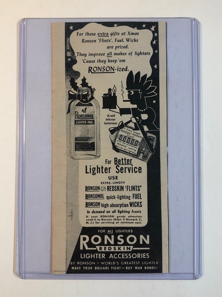 Vintage 1940s Ronson Lighters Print Advertisement - Ronson Lighter Fluid AD