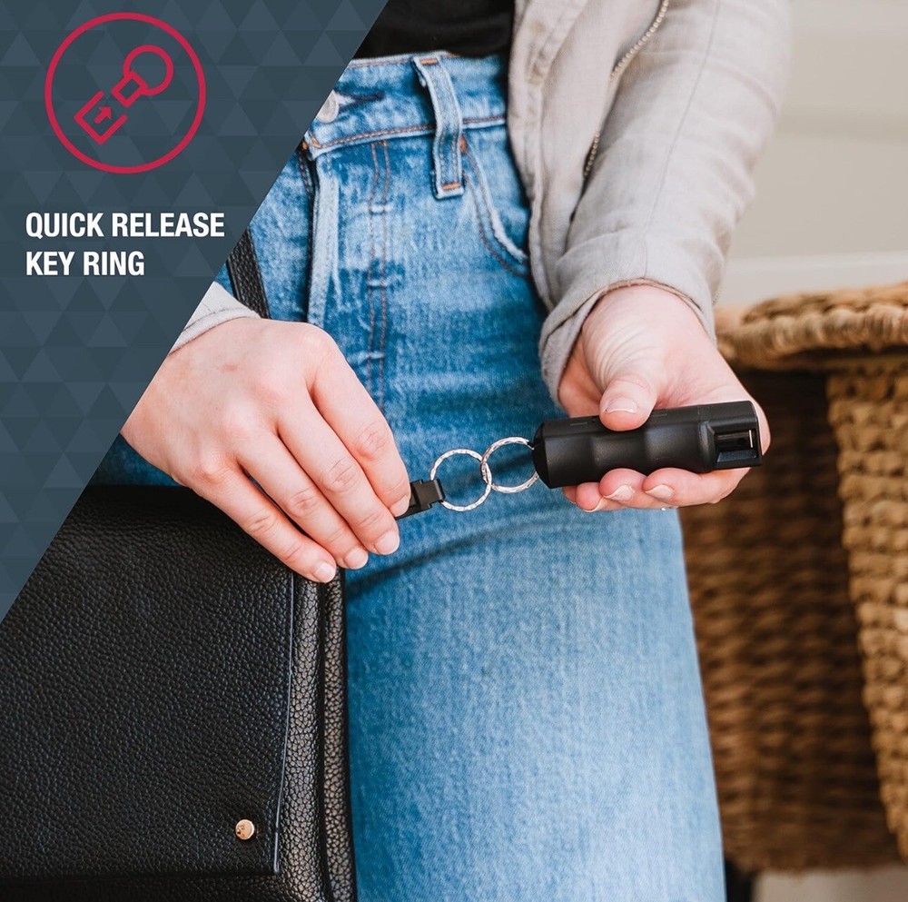 Sabre Pepper Spray with Quick Release Key Ring - Black
