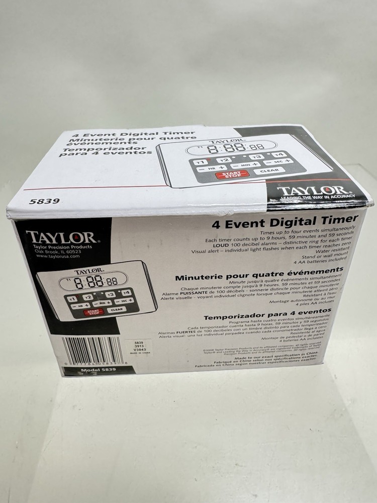 TAYLOR 5839 Digital Timer, Count Up, 10hr 3NZT6
