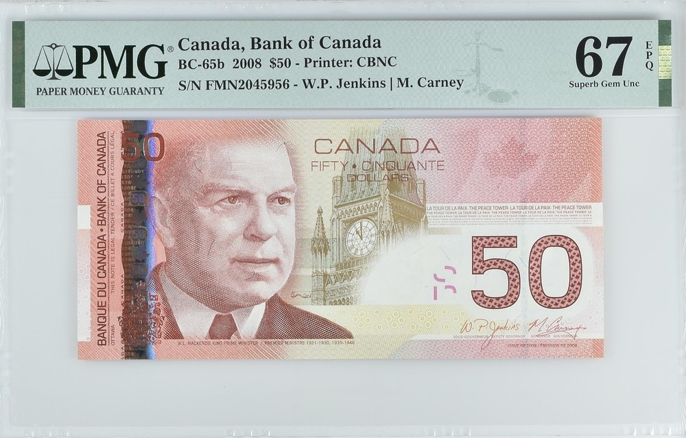 Canada, BC-65b, 2008, $50, PMG67 EPQ