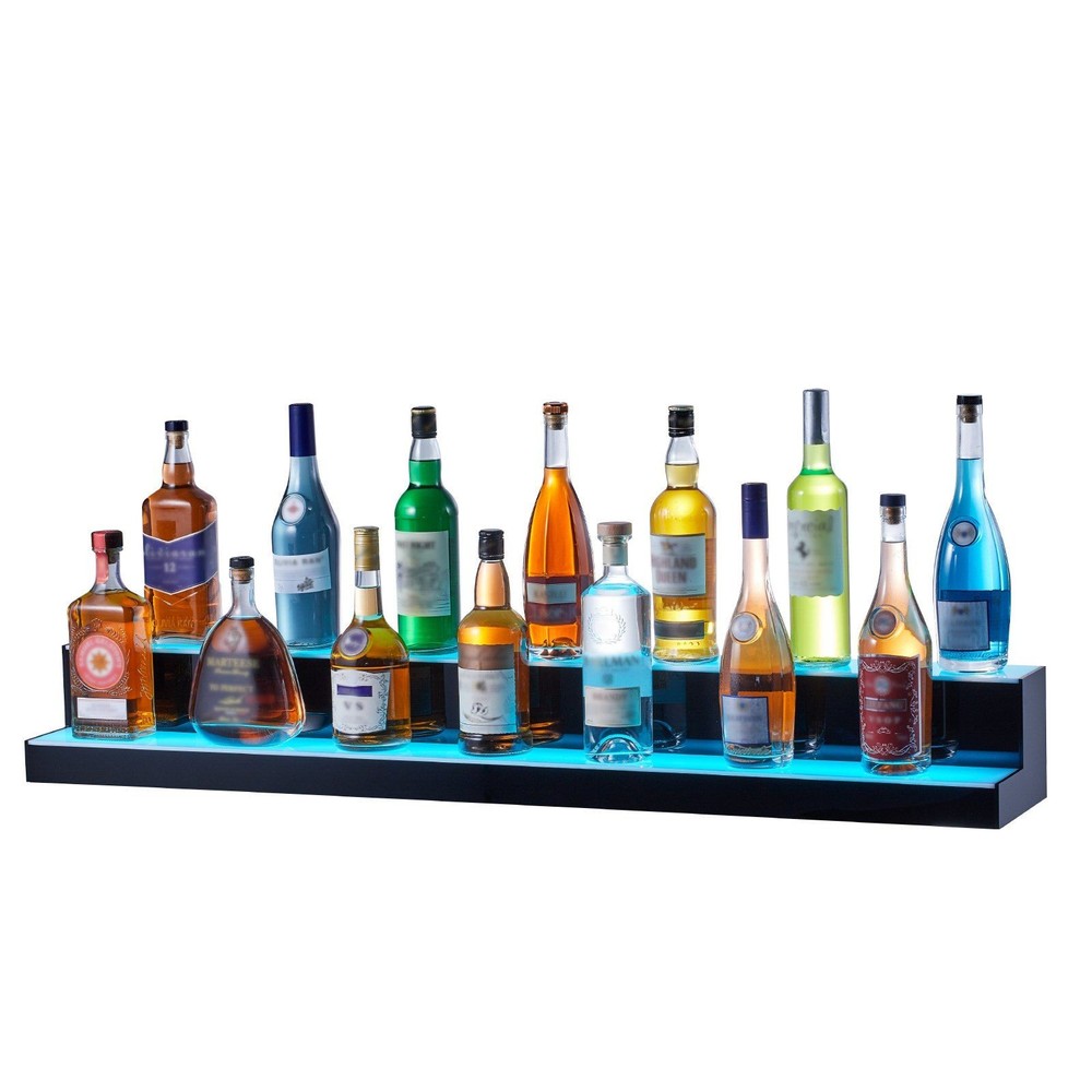 48in Multicolor LED Bottle Shelf 2-Step Acrylic App RF Control Lasting