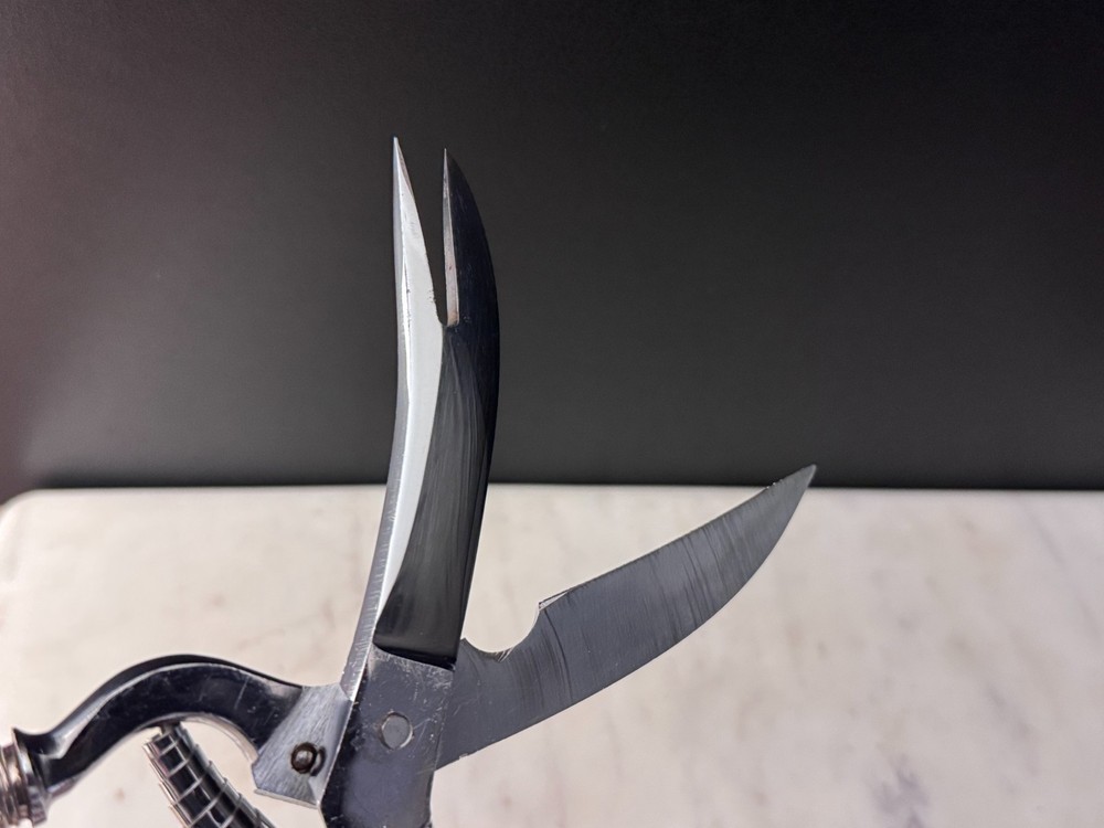 Custom German Stainless Kitchen Poultry Shears Stag Handle, Fork Tip, Take-Apart