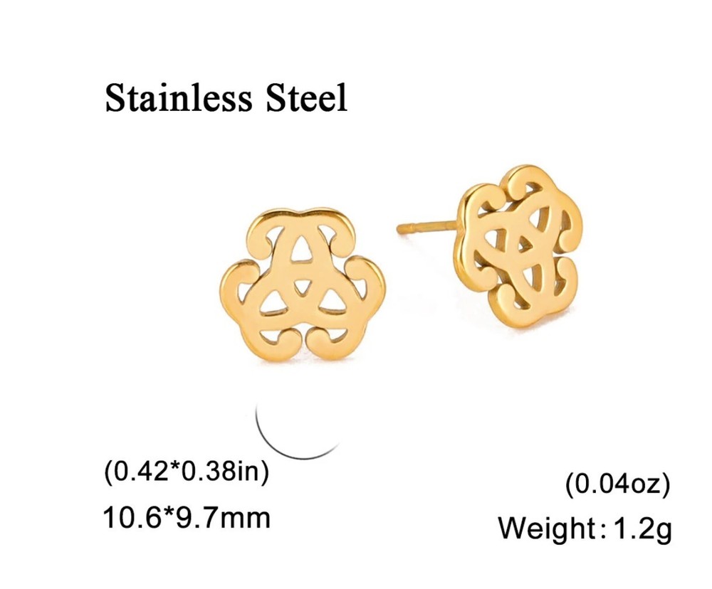 Celtic Stainless Steel Trinity Stud Earrings ( 1 Pair with backs)