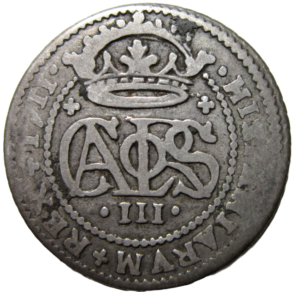 SPAIN, BARCELONA. SILVER 2 REALA, 1711.