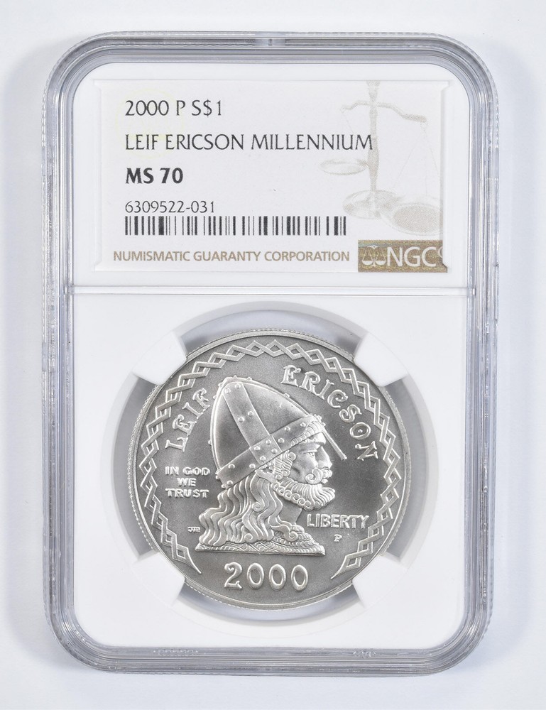 MS70 2000-P Leif Ericson Commemorative Silver Dollar NGC