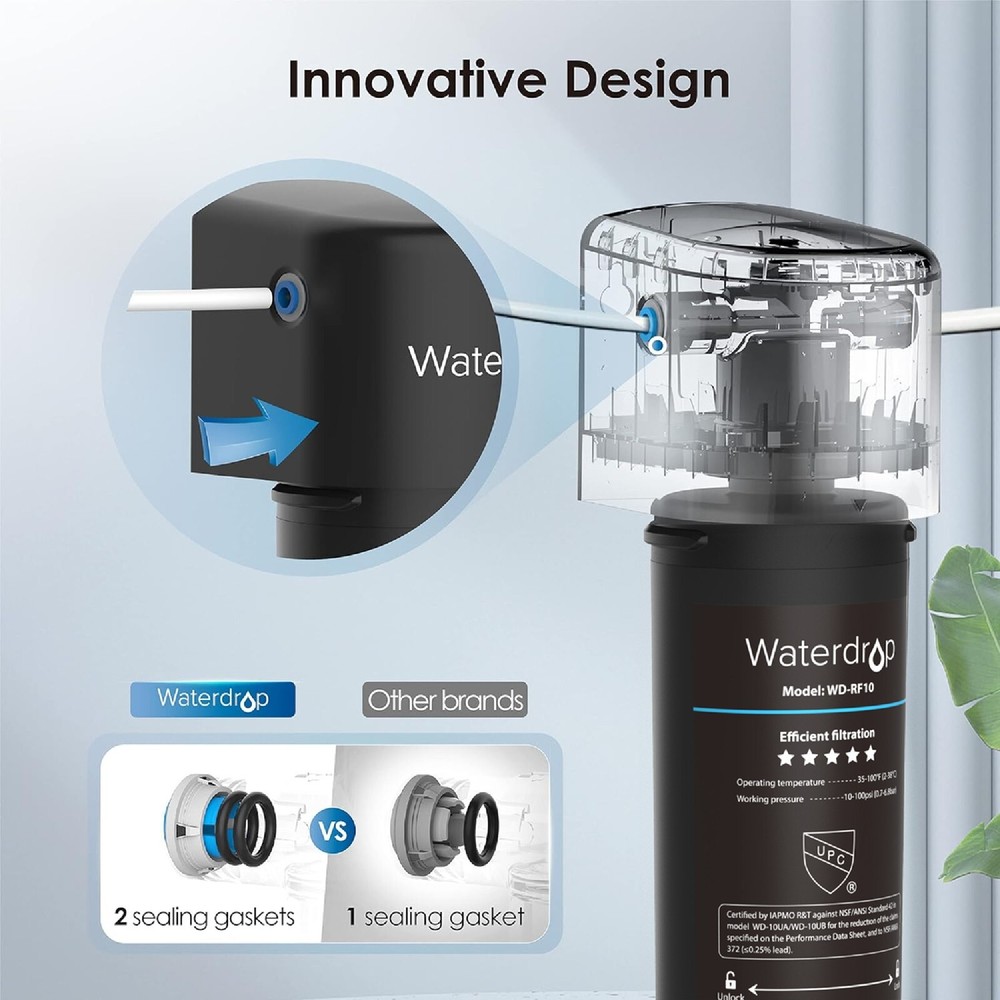 Waterdrop 10UB Under Sink Drinking Water Filtration System,NSF/ANSI 42 Certified